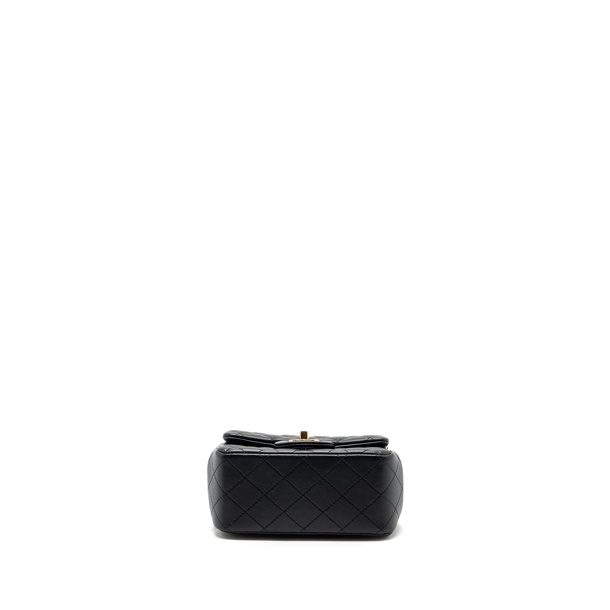 Chanel Mini Square Flap Bag Lambskin Black  (Microchip)