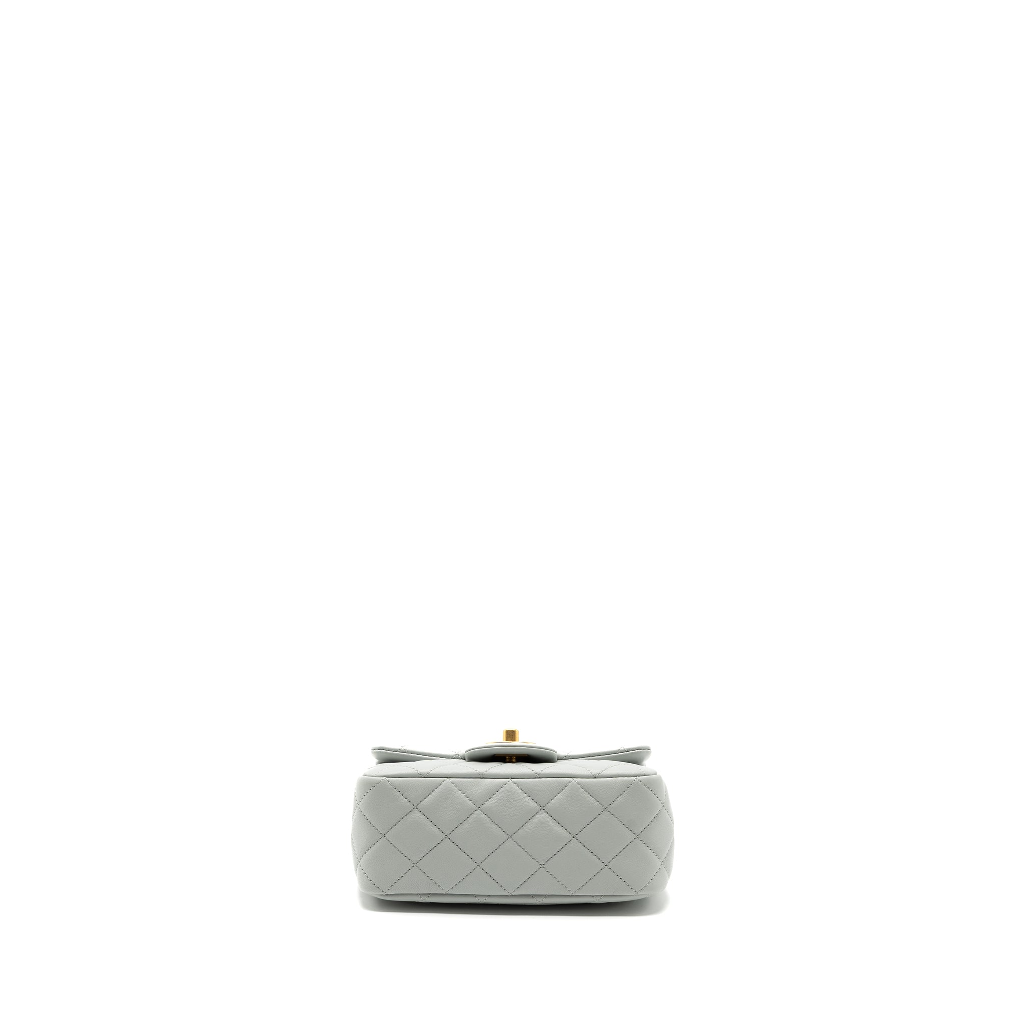 Chanel 23C pearl crush mini square flap bag lambskin grey  (microchip)