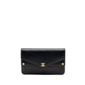 Chanel Voyage Chevron Clutch Calfskin Black