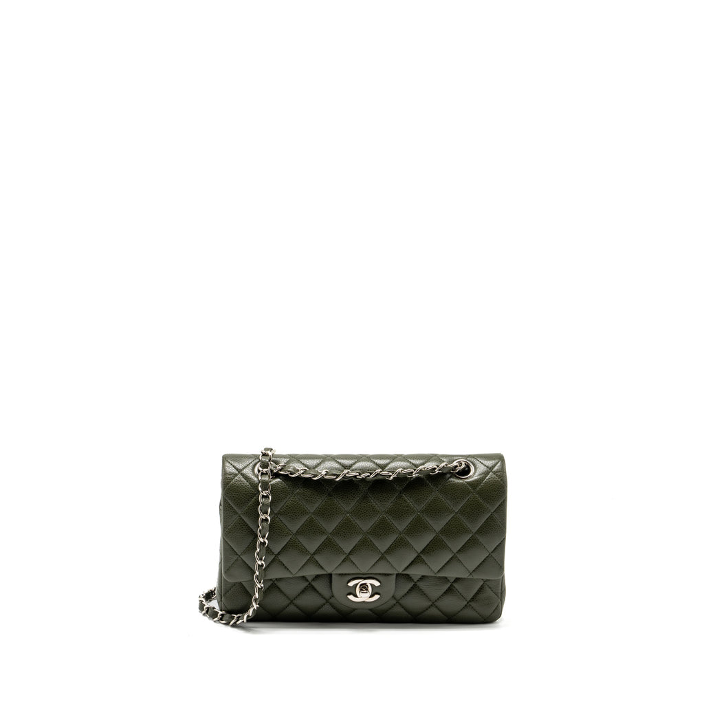 Chanel Medium Classic Double Flap Bag Caviar Olive Green