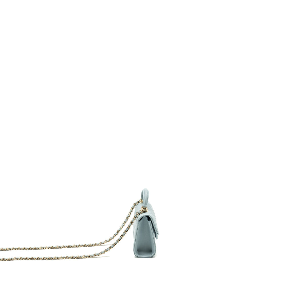 Chanel Top Handle Mini Flap Bag Lambskin Light BLUE L