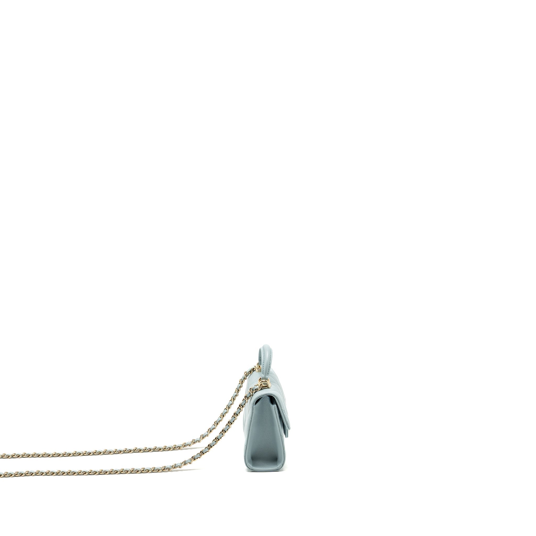 Chanel Top Handle Mini Flap Bag Lambskin Light BLUE L