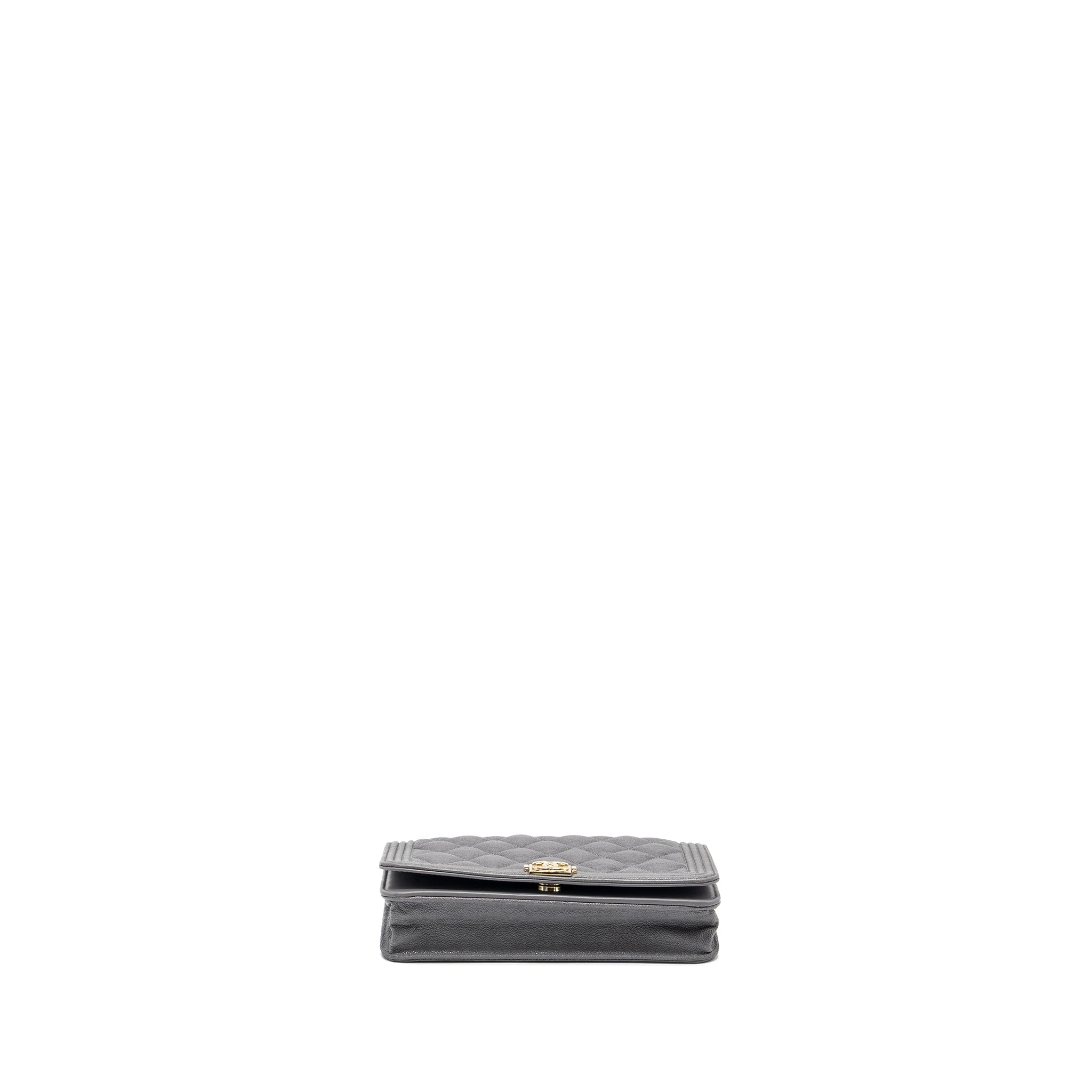 Chanel Boy Wallet on Chain caviar grey L