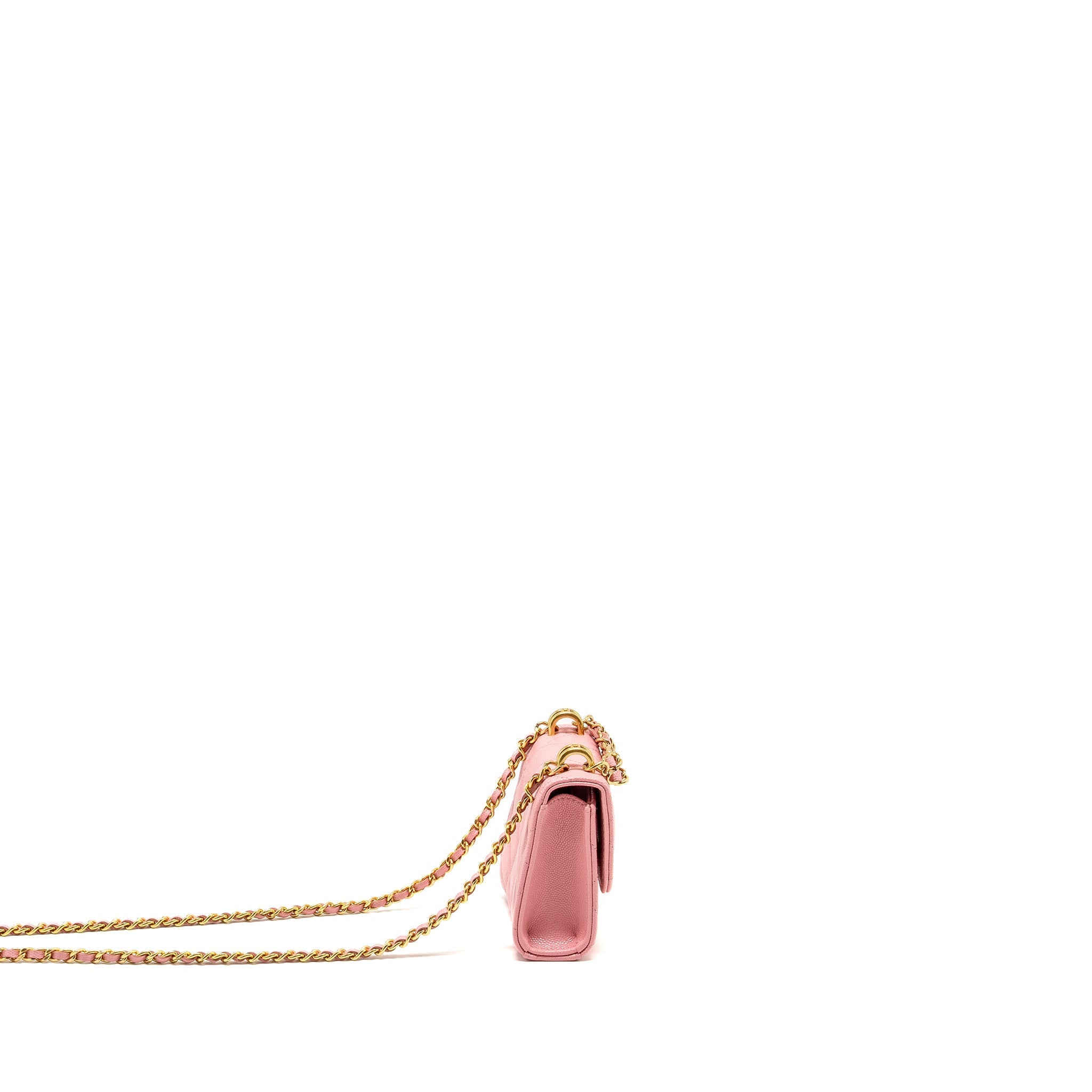 Chanel Mini Flap Bag With Chain Handle Caviar Pink  (microchip)
