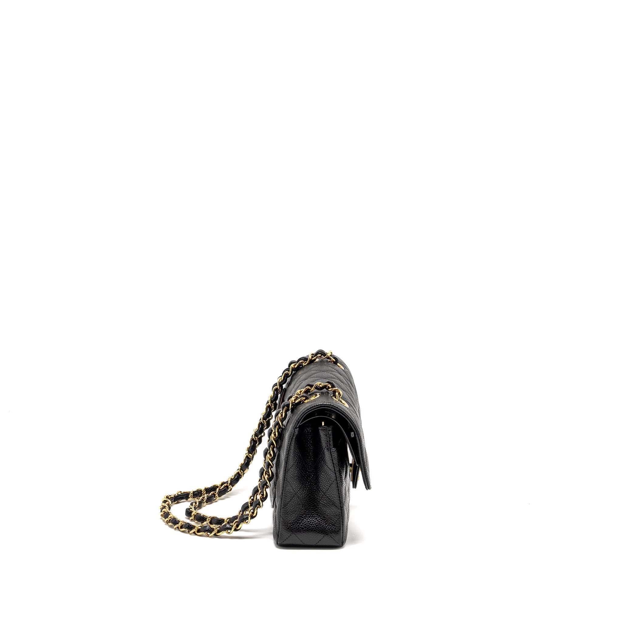 Chanel Small Classic Double Flap Bag Caviar Black  (microchip)