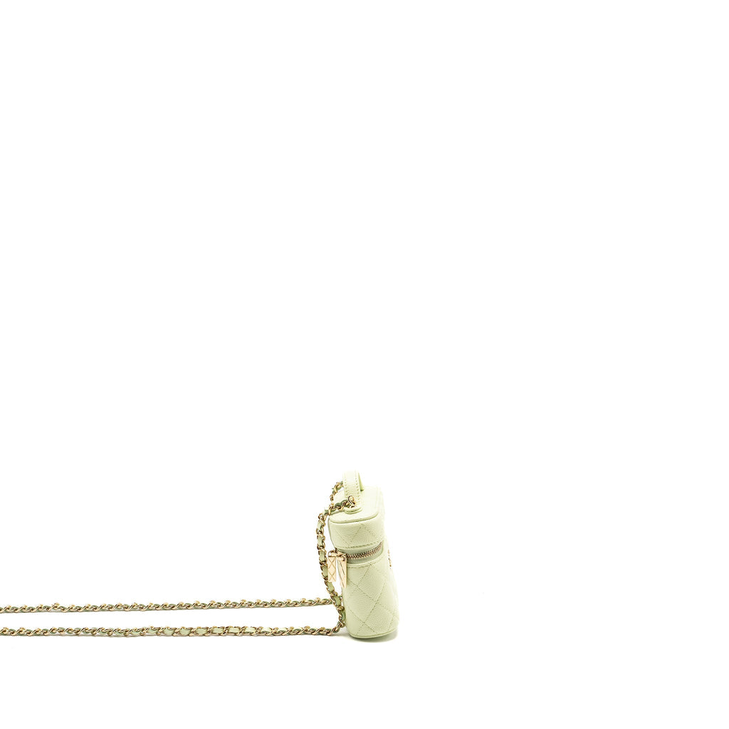 Chanel Mini Vertical Vanity with Chain Caviar Light Green L