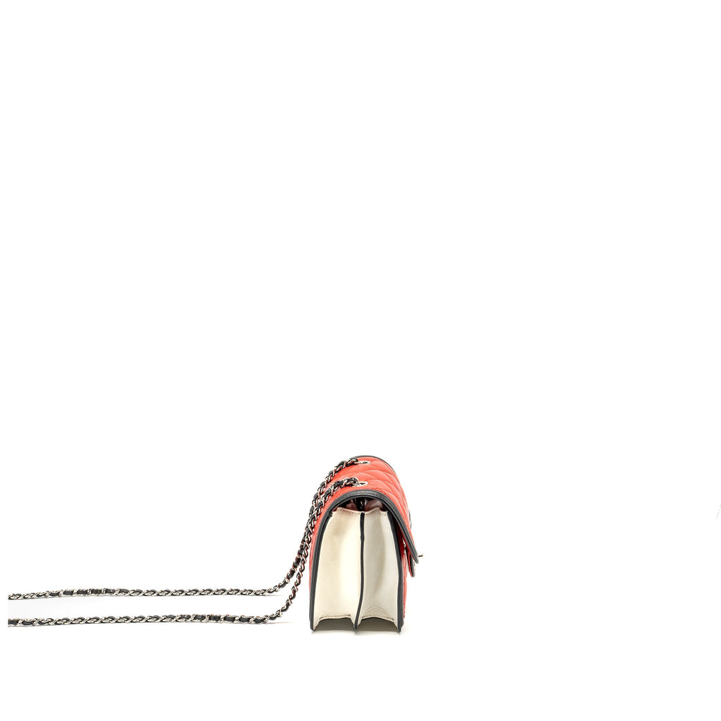 Chanel Tricolor Mini Graphic Flap Bag Lambskin Red/Black/White