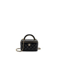 Chanel Top Handle Long Vanity Case Lambskin Black L (Microchip)