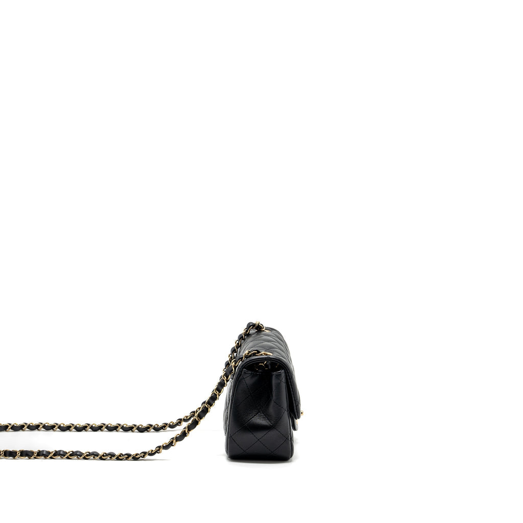 Chanel Mini Square Flap Bag Lambskin Black  (Microchip)