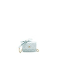 Chanel Mini Flap Bag Ribbon Chains Lambskin Light Blue L