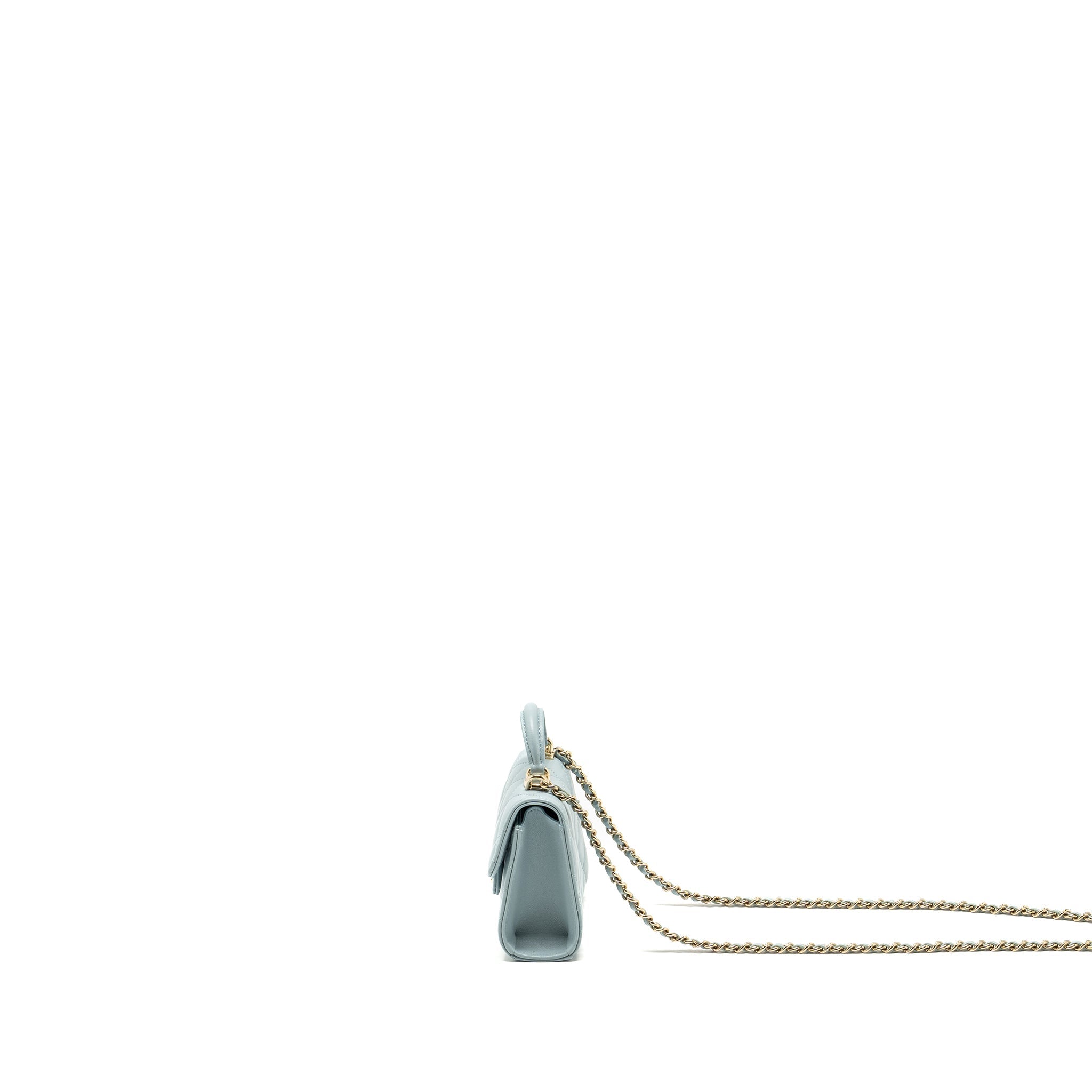 Chanel Top Handle Mini Flap Bag Lambskin Light BLUE L