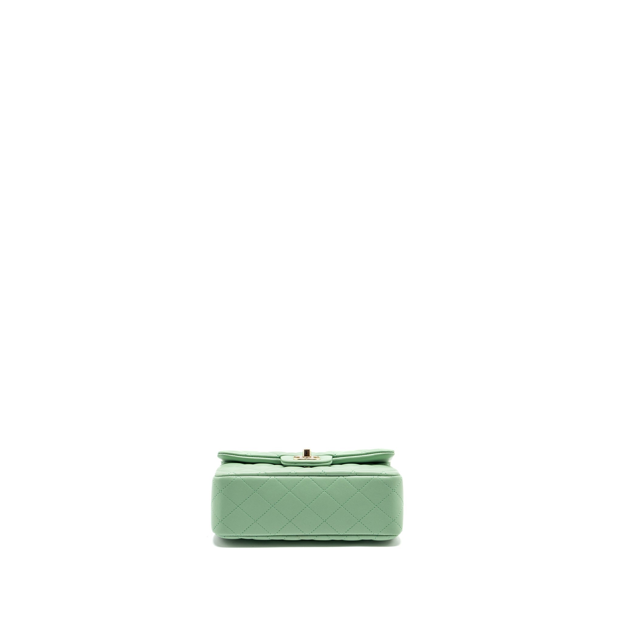 Chanel Top handle mini rectangular flap bag lambskin light green L (microchip)