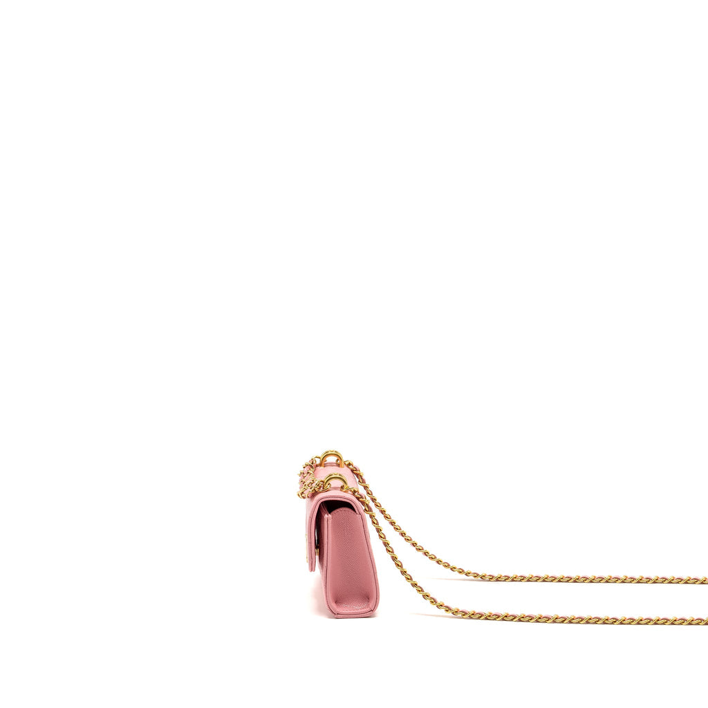 Chanel Mini Flap Bag With Chain Handle Caviar Pink  (microchip)