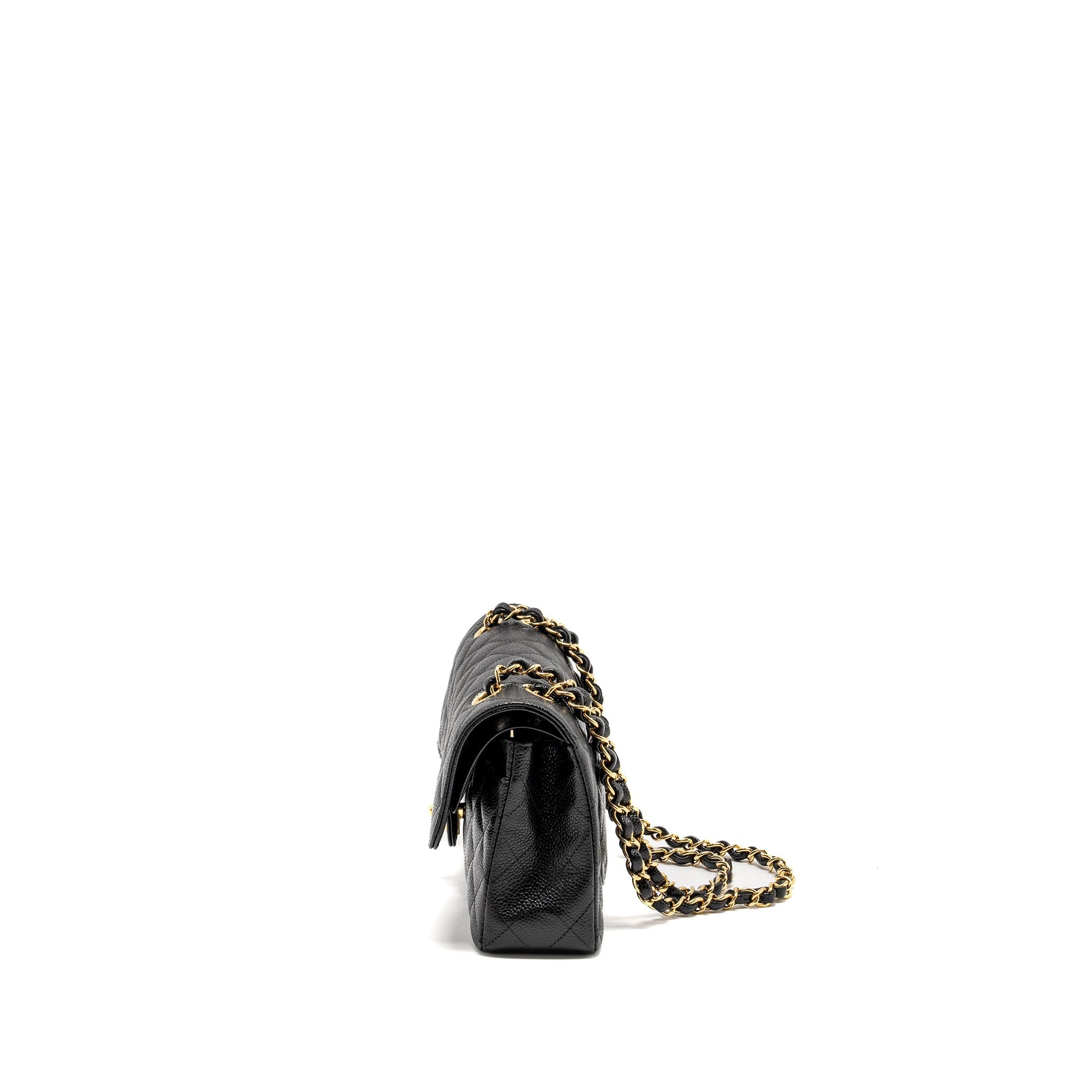 Chanel Small Classic Double Flap Bag Caviar Black  (microchip)