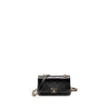 CHANEL Enamel CC Logo Quilted Rectangular Flap Bag Lambskin Black L