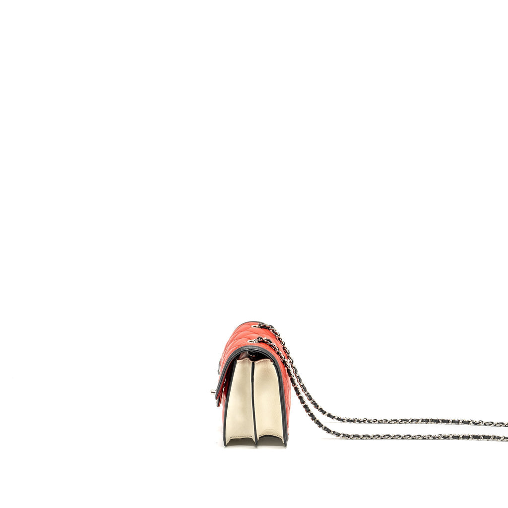 Chanel Tricolor Mini Graphic Flap Bag Lambskin Red/Black/White