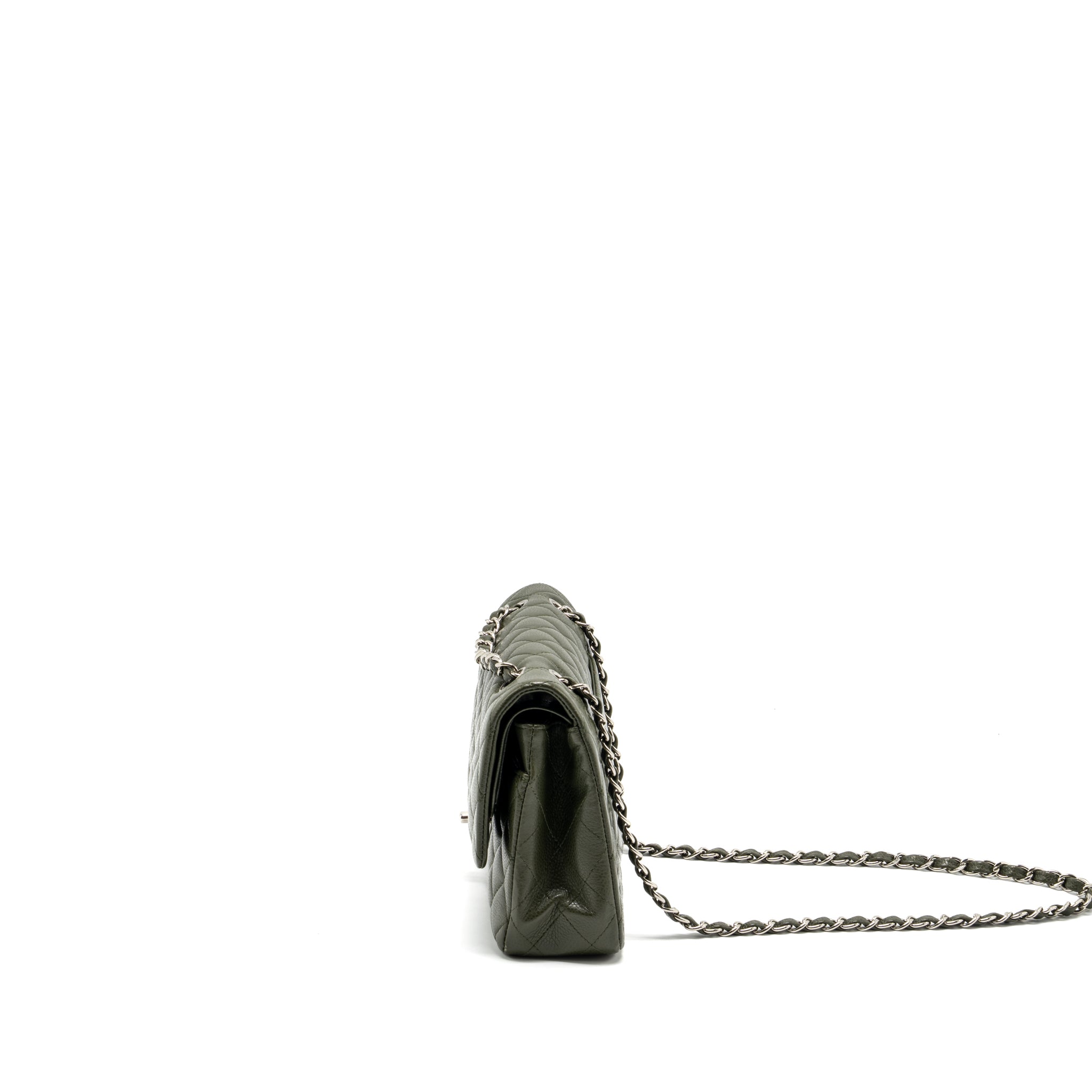 Chanel Medium Classic Double Flap Bag Caviar Olive Green
