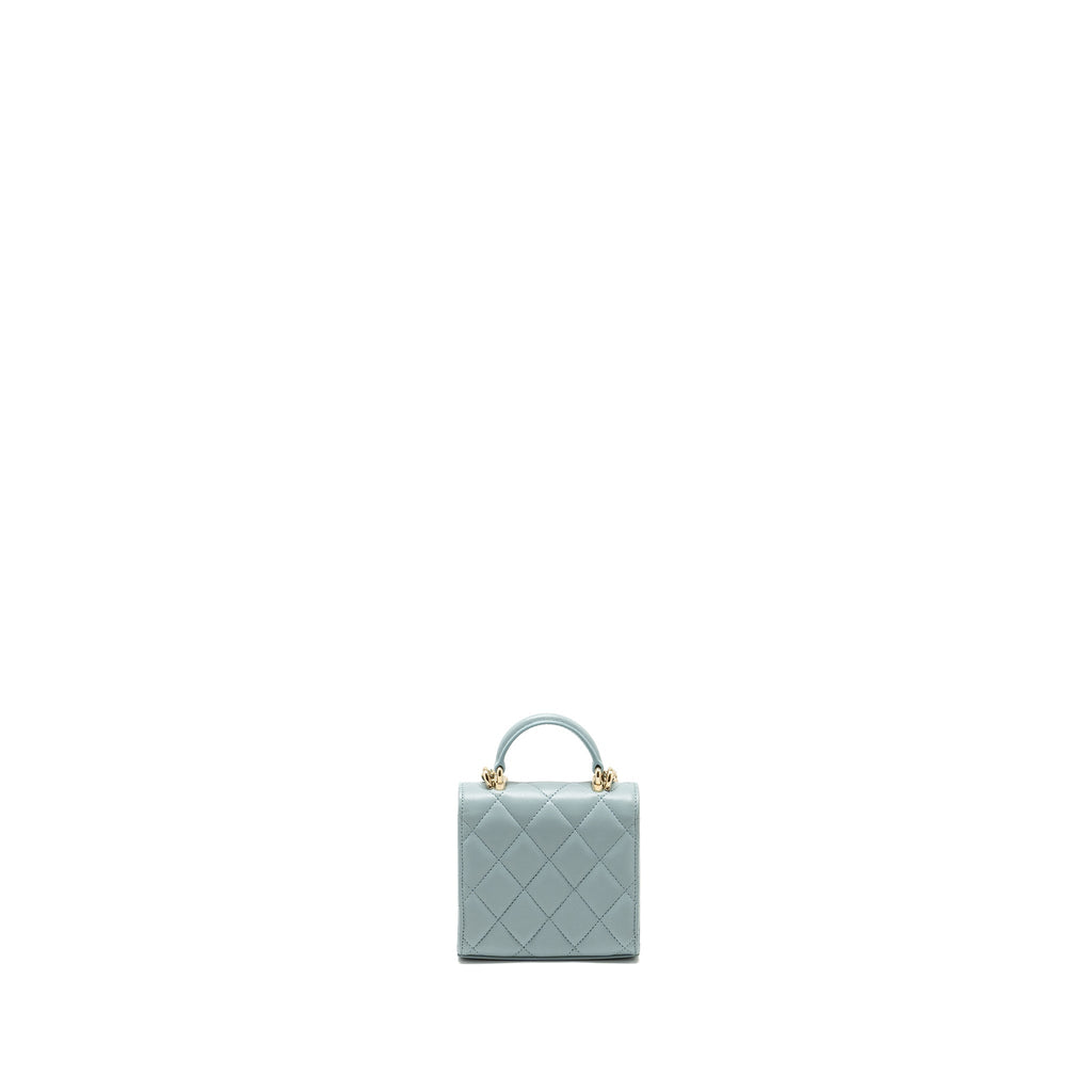 Chanel Top Handle Mini Flap Bag Lambskin Light BLUE L