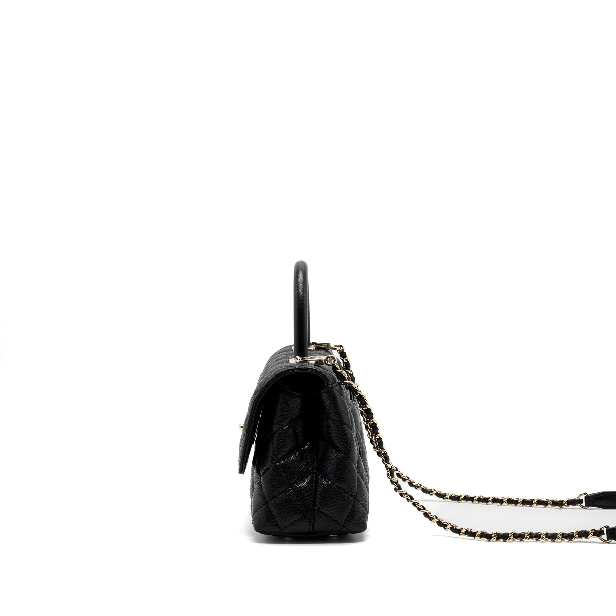 chanel small coco handle caviar black L (microchip)