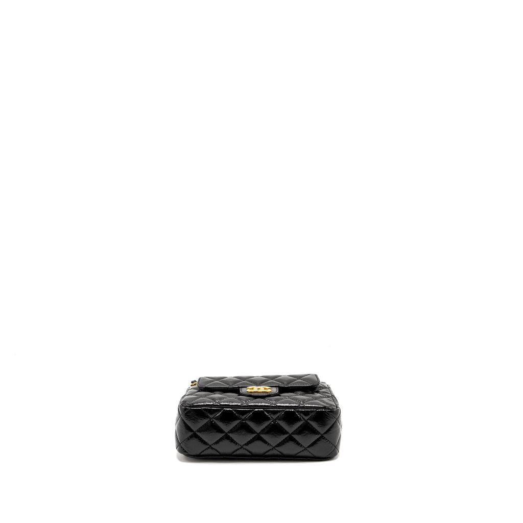 CHANEL 23C Small Hobo bag Shiny Calfskin Black Brushed (Microchip)