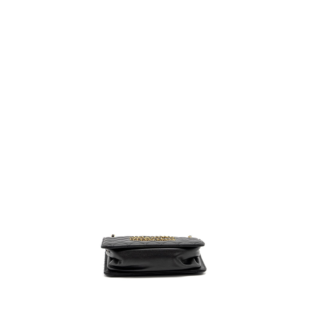 CHANEL Giant CC Logo Mini Tote Bag Lambskin Black