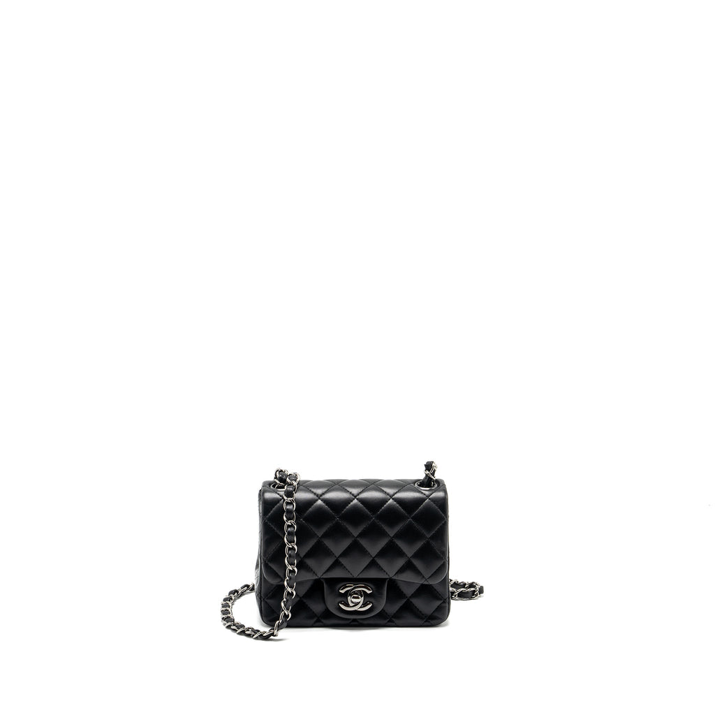 Chanel mini square Flap bag lambskin black