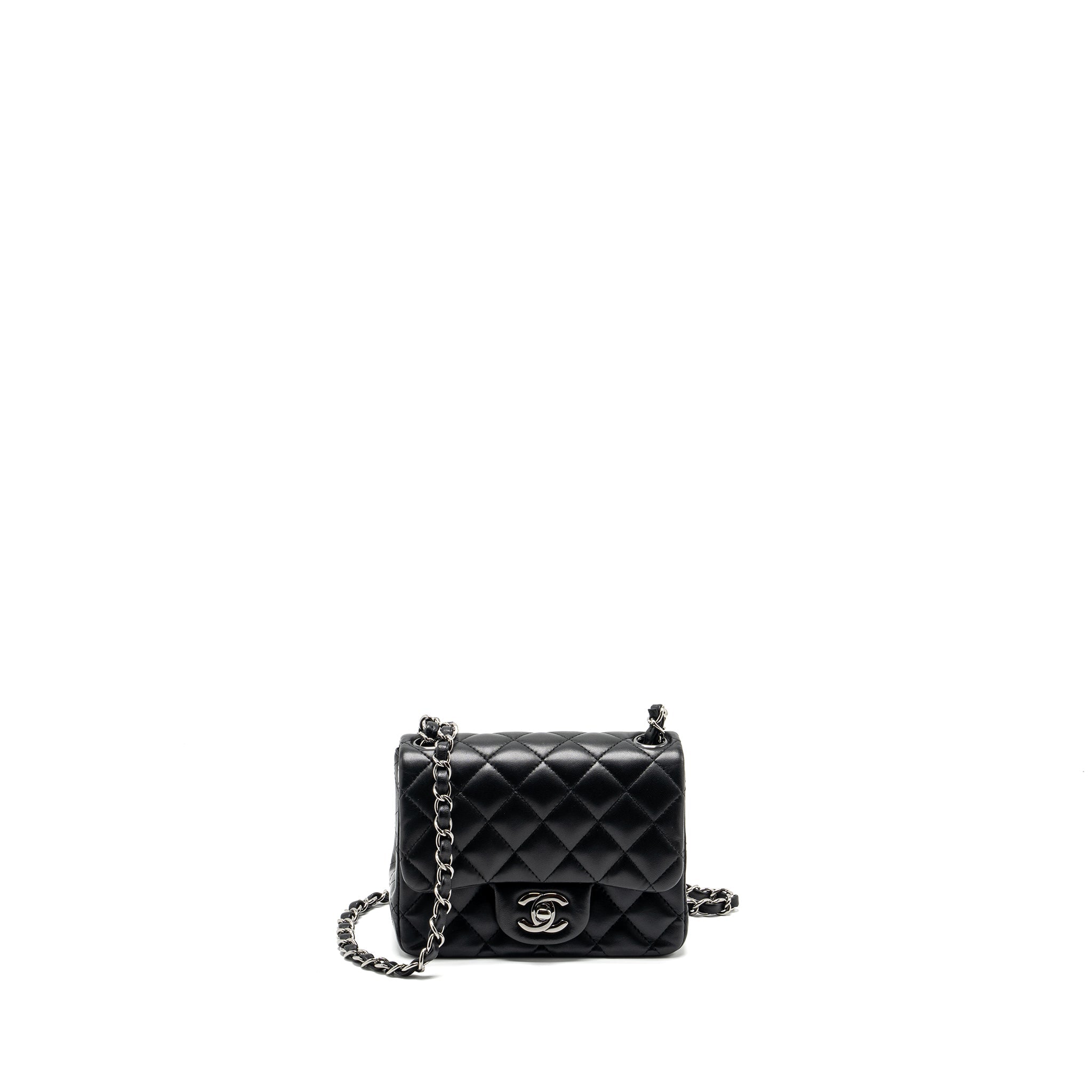 Chanel mini square Flap bag lambskin black