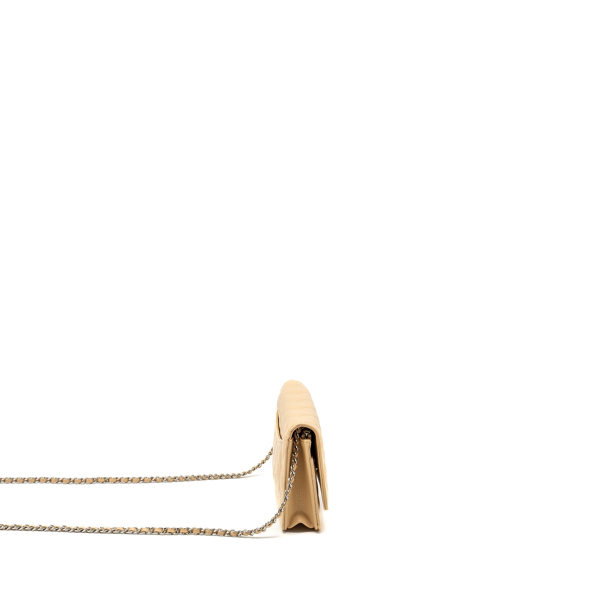 Chanel Classic Wallet on Chain Caviar Beige  (Microchip)