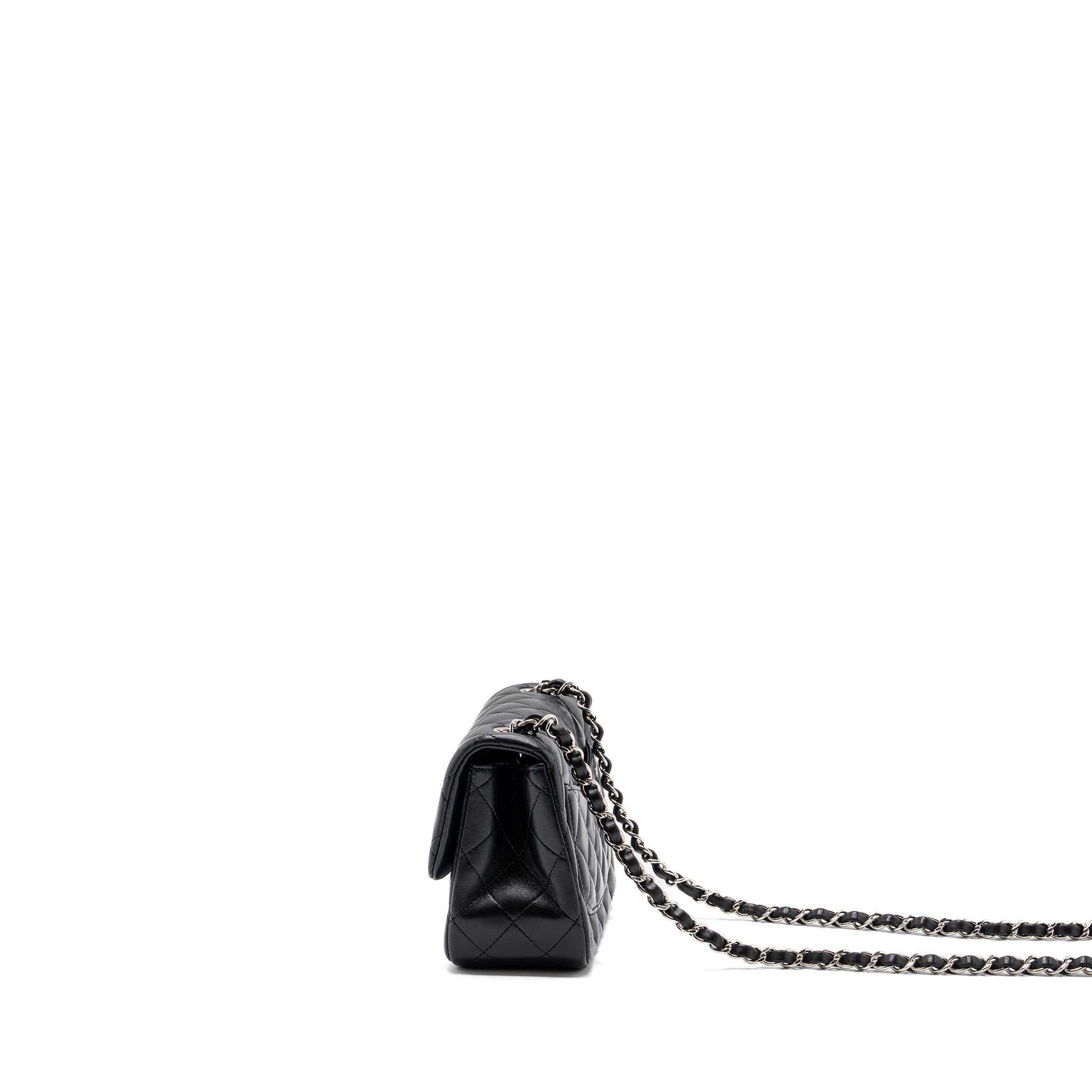 Chanel mini square flap bag lambskin black