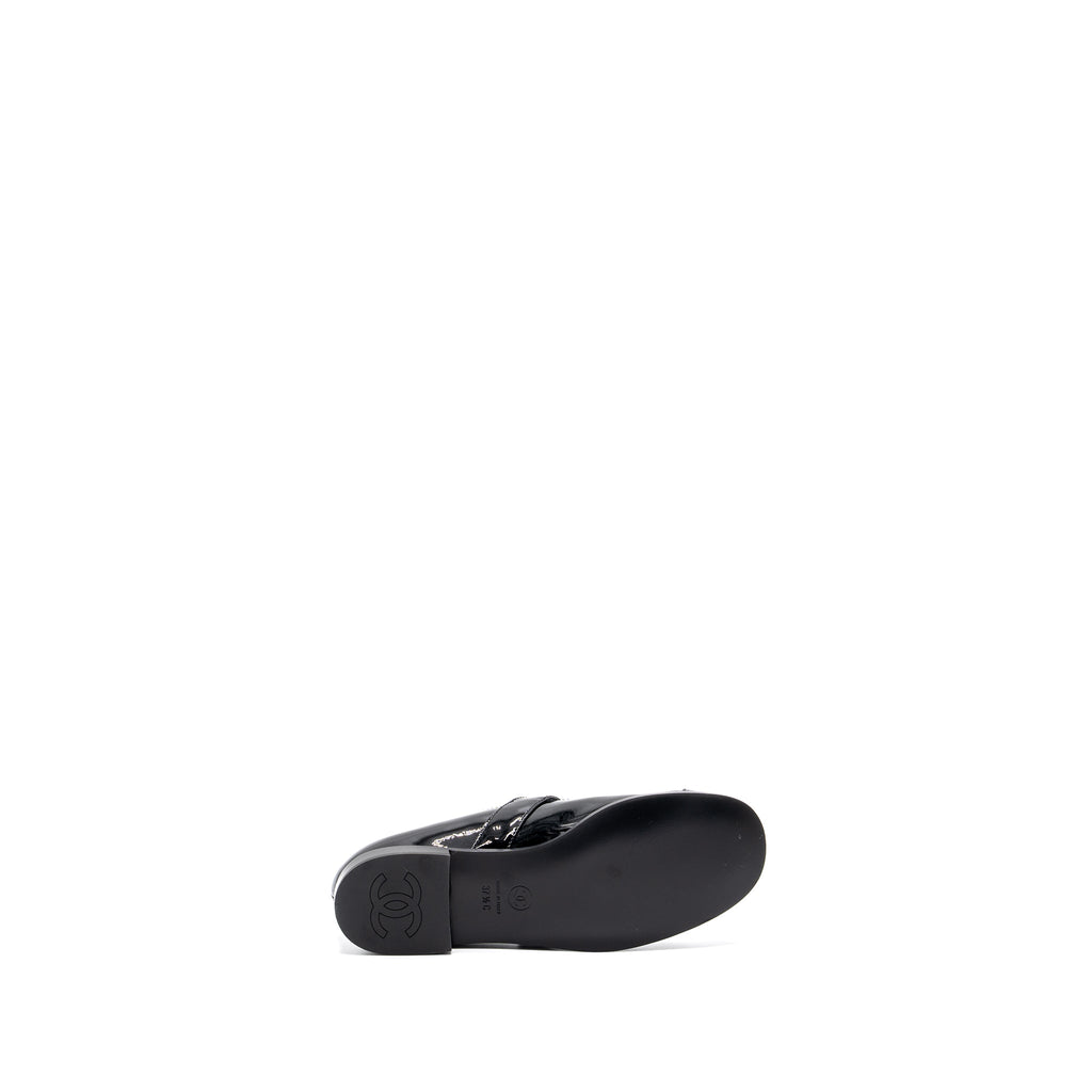 Chanel Size 37.5 Mary Janes Patent Calfskin Black L