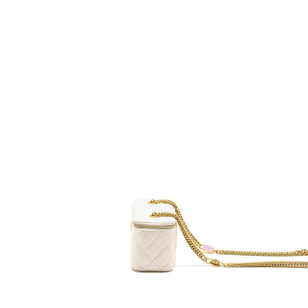 Chanel Letter/ CC Logo Chain Long Vanity Case Lambskin White  (Microchip)
