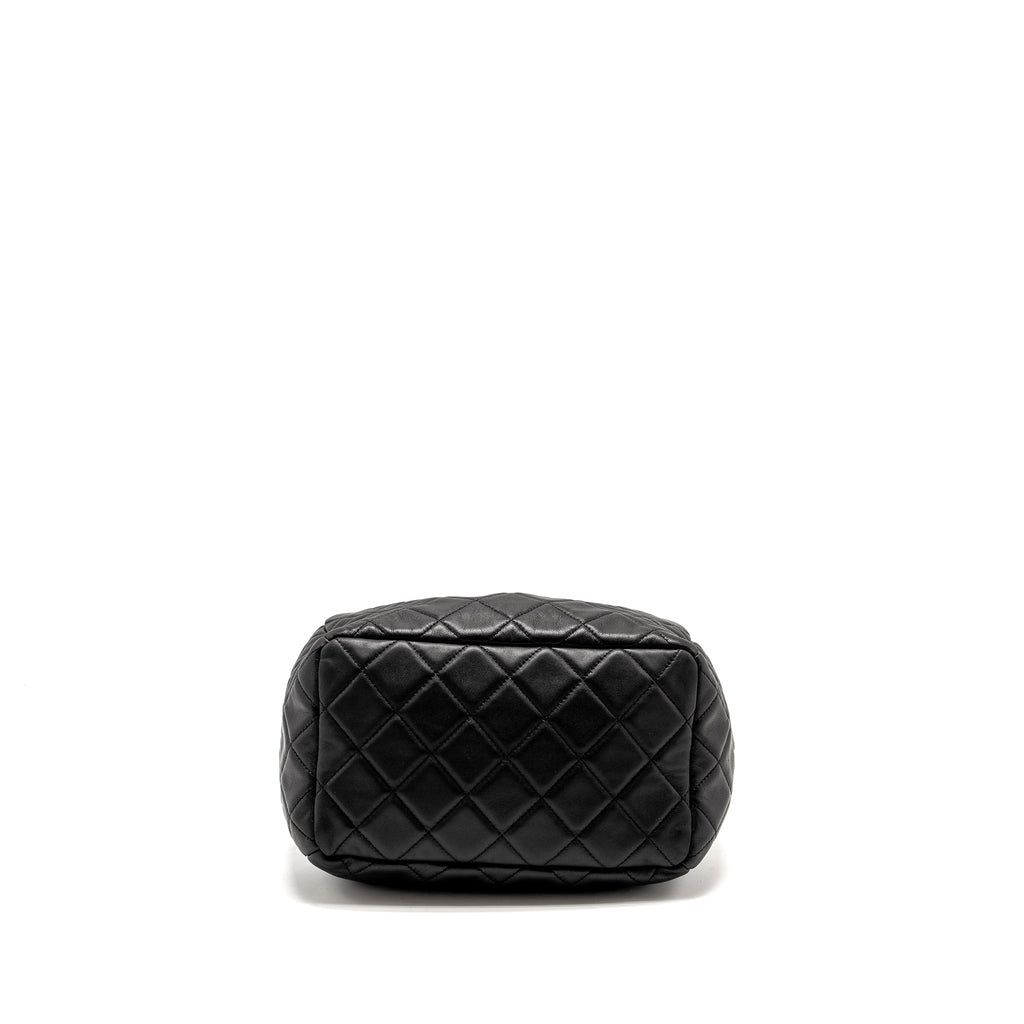 Chanel CC Chain Drawstring Bucket Bag Lambskin Black