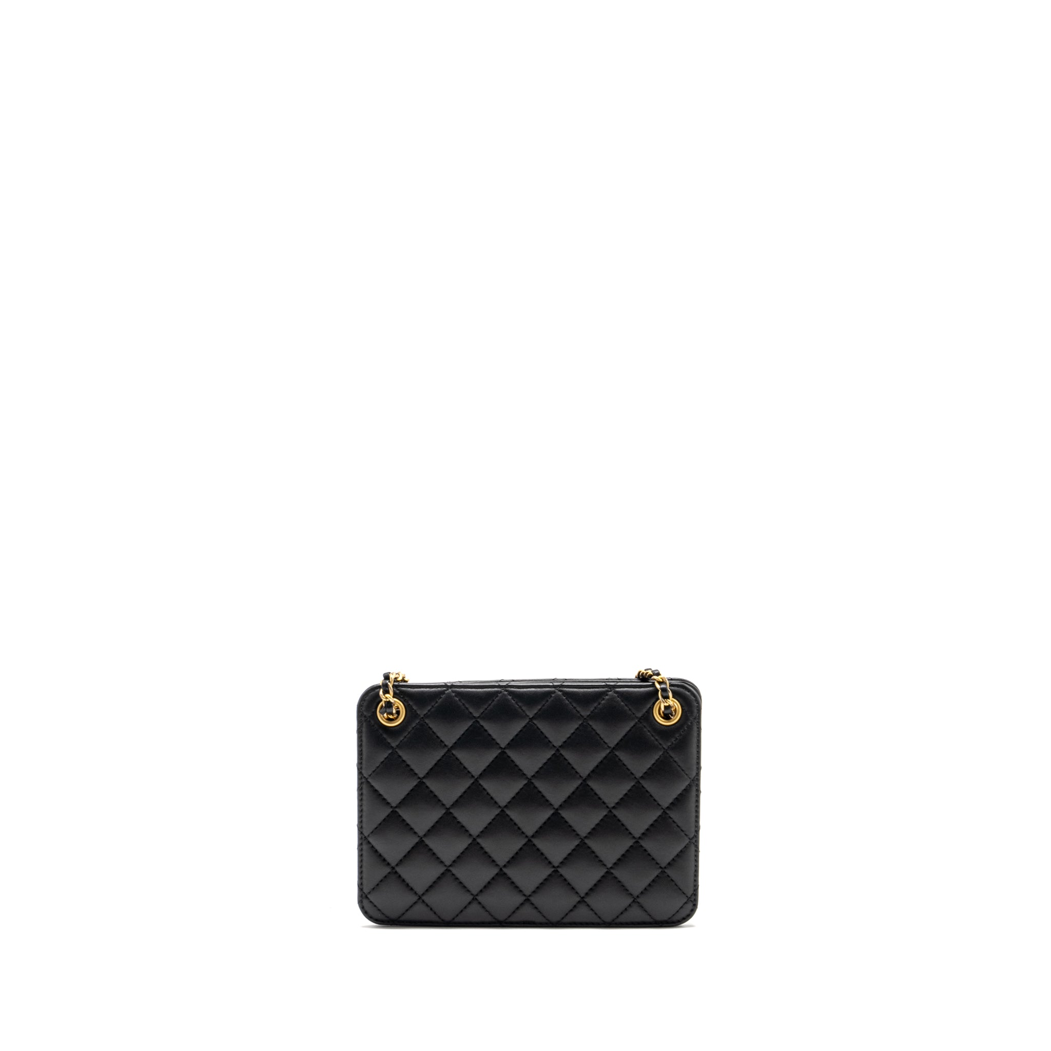 CHANEL Giant CC Logo Mini Tote Bag Lambskin Black