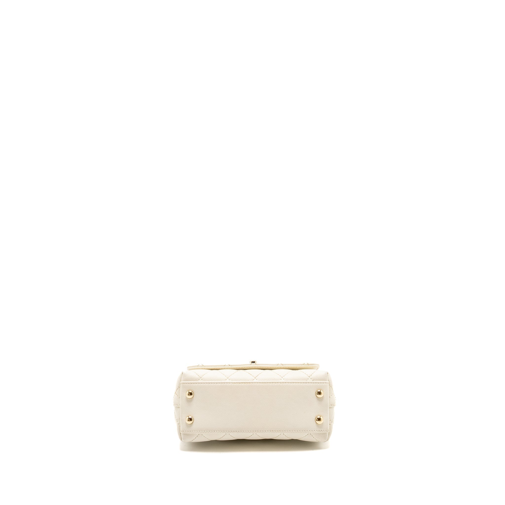 Chanel Mini Coco Handle Caviar White L (Microchip)