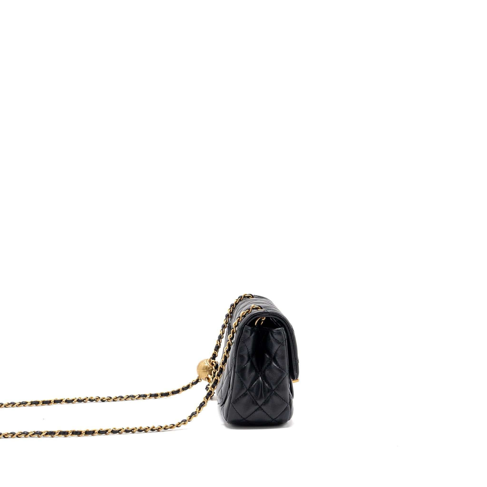 chanel pearl crush mini square flap bag lambskin black  (microchip)