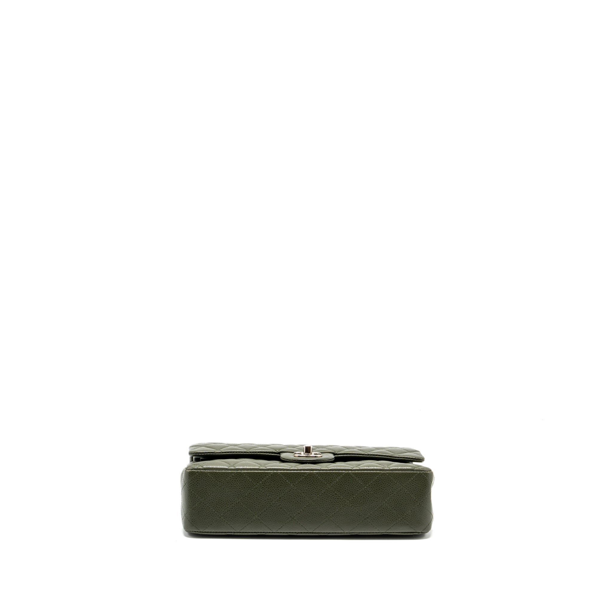 Chanel Medium Classic Double Flap Bag Caviar Olive Green