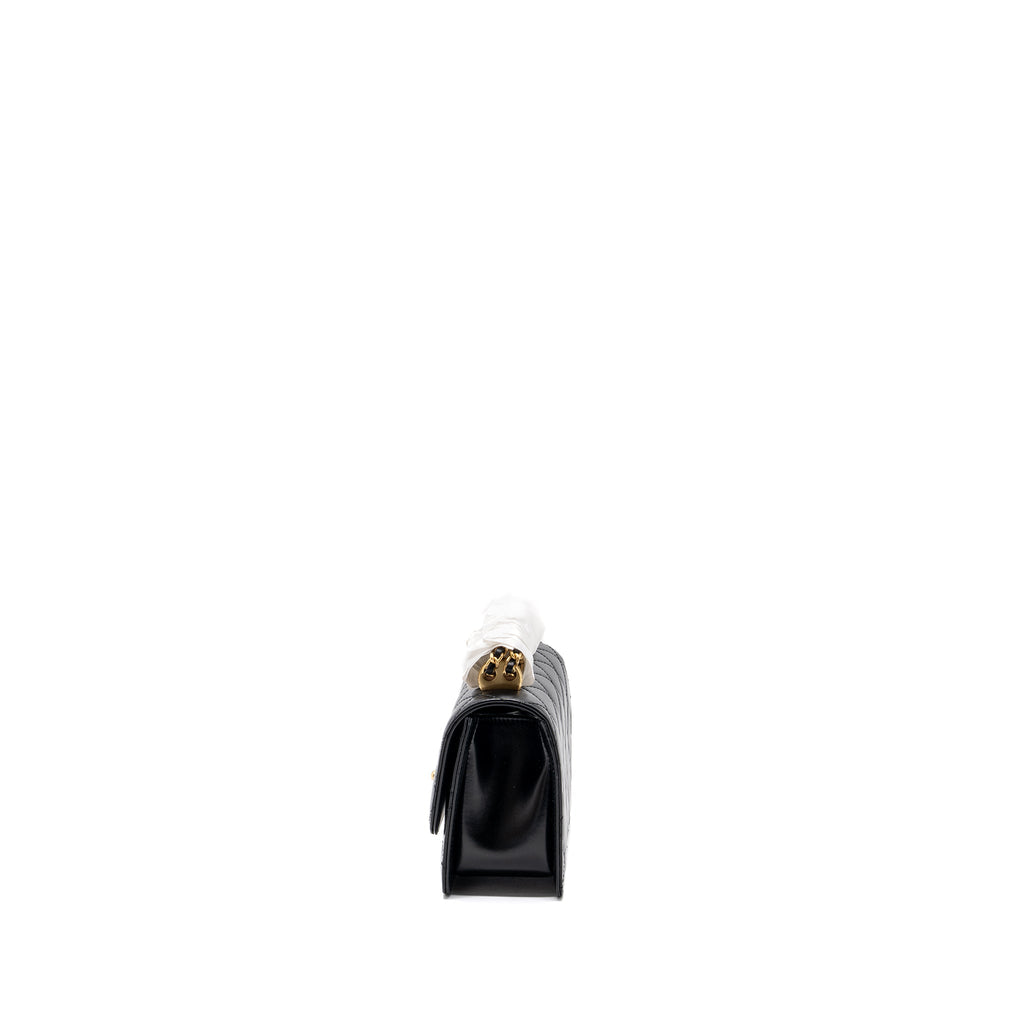 Chanel 24C gold crush mini flap bag calfskin black   (microchip)