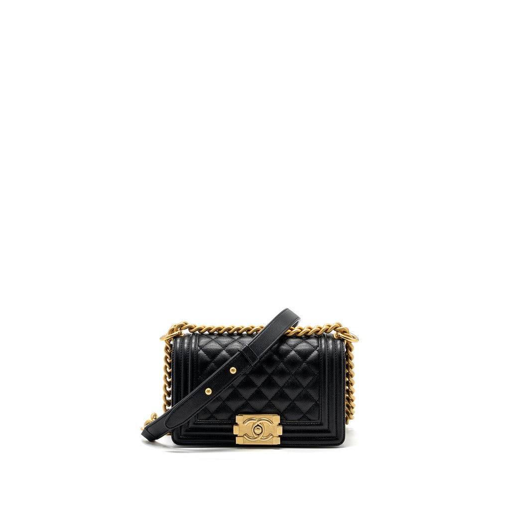 Chanel Small Boy Bag Caviar Black  (Microchip)