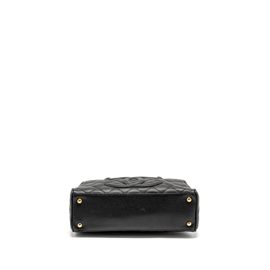 Chanel Vintage Quilted CC Logo Bowling Bag Caviar Black