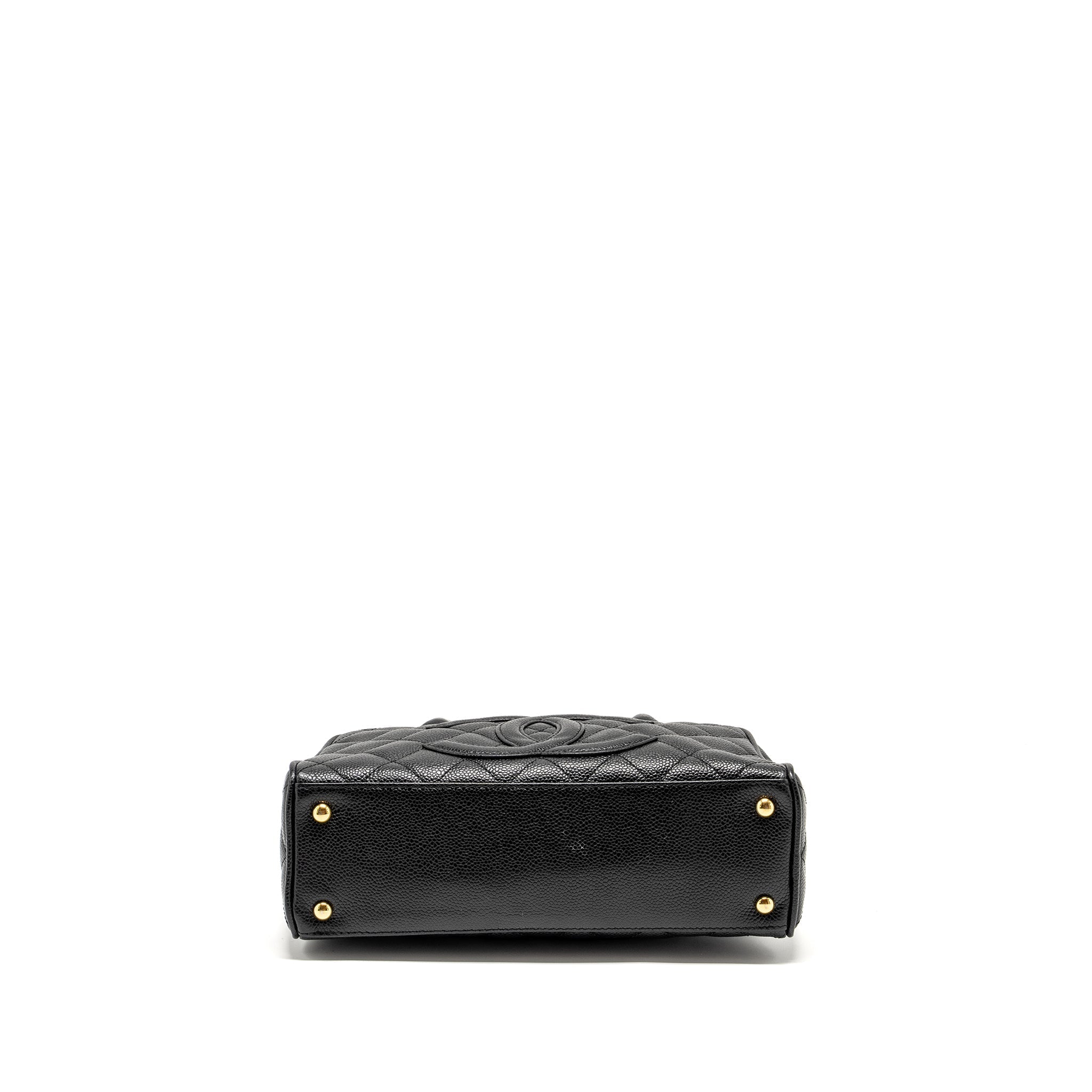 Chanel Vintage Quilted CC Logo Bowling Bag Caviar Black