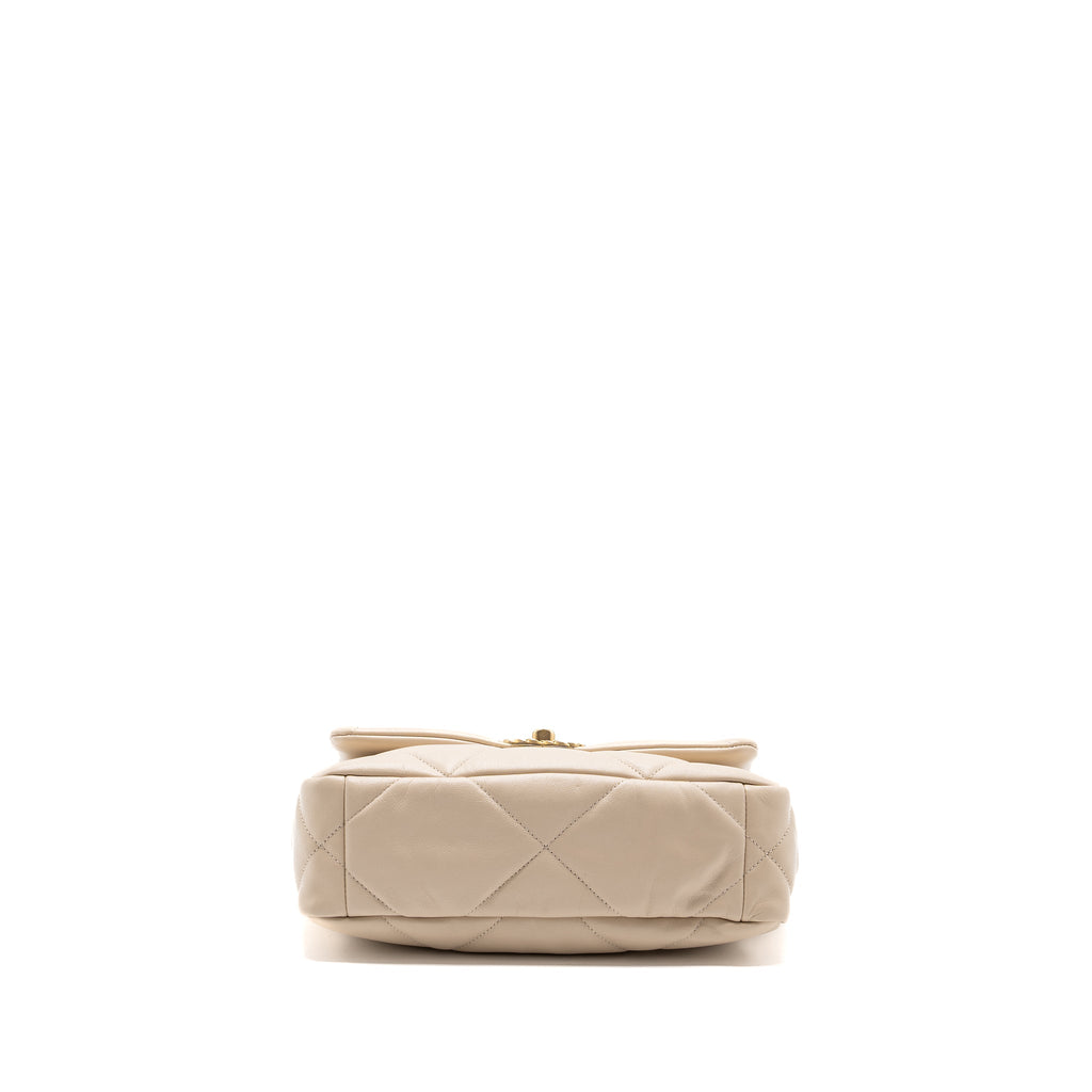 Chanel small 19 bag goatskin light beige multicolour hardware