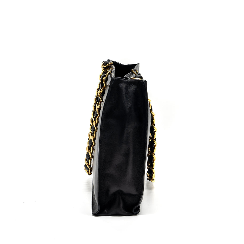 Chanel Vintage Tote Bag Calfskin Black