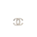 CHANEL CC LOGO BROOCH METAL/STRASS SILVER TONE