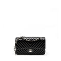 Chanel Medium Classic Double Flap Bag Chevron Caviar Black