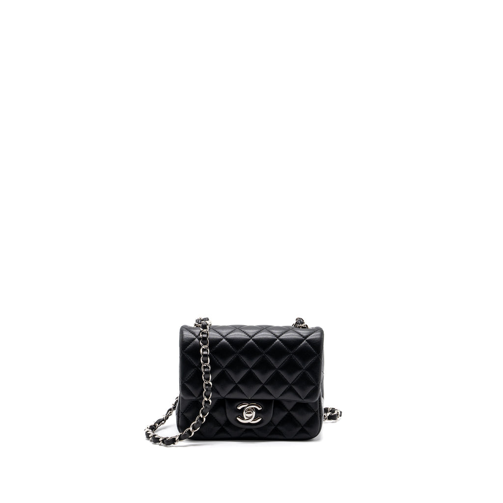 Chanel mini square flap bag lambskin black