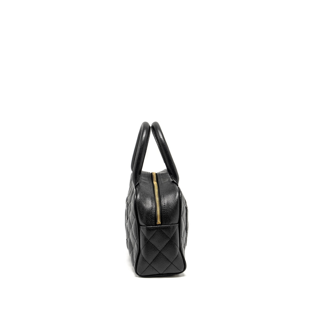 Chanel Vintage Quilted CC Logo Bowling Bag Caviar Black