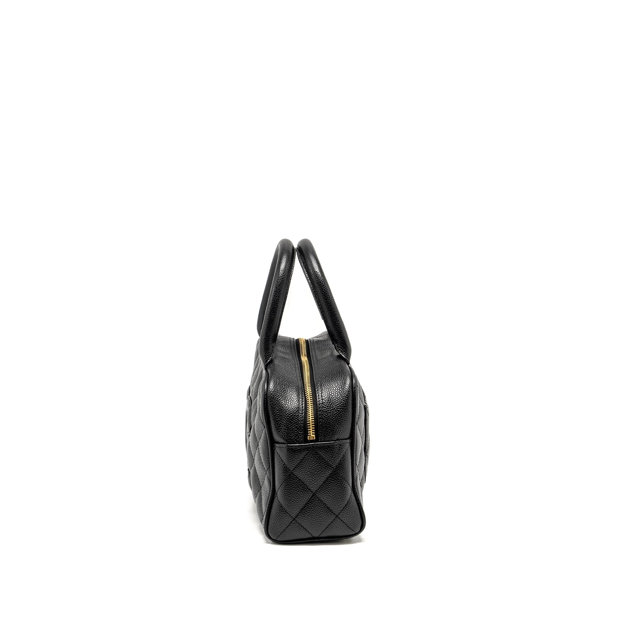 Chanel Vintage Quilted CC Logo Bowling Bag Caviar Black