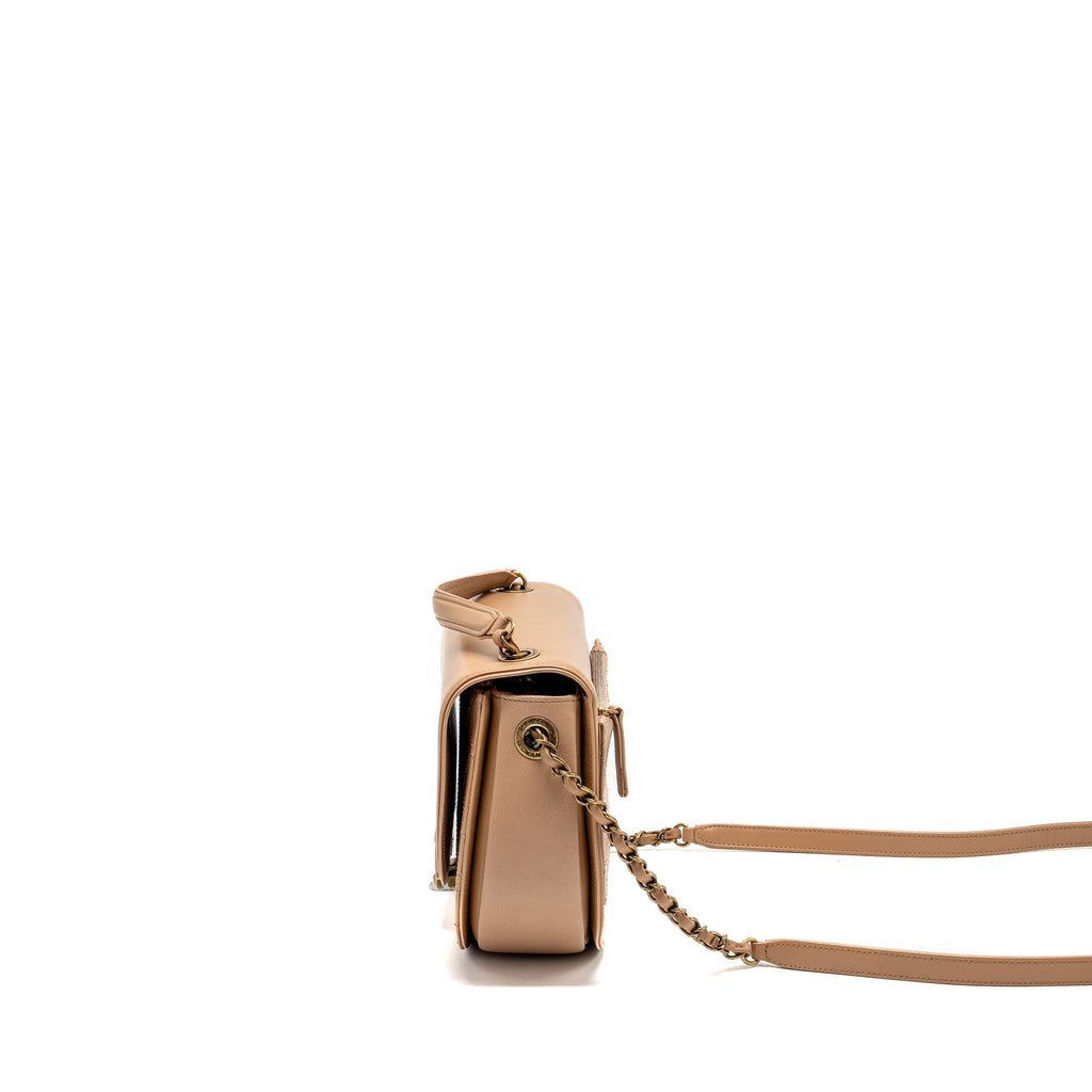 Chanel Coco Curve Flap Bag Calfskin Beige