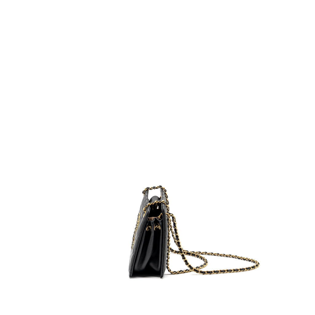 CHANEL Giant CC Logo Mini Tote Bag Lambskin Black