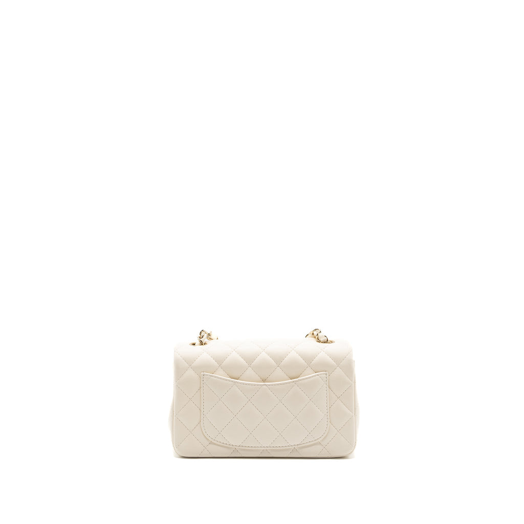 Chanel Mini Rectangular Flap Bag Lambskin White L (microchip)